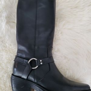Black Leather Harness Boots